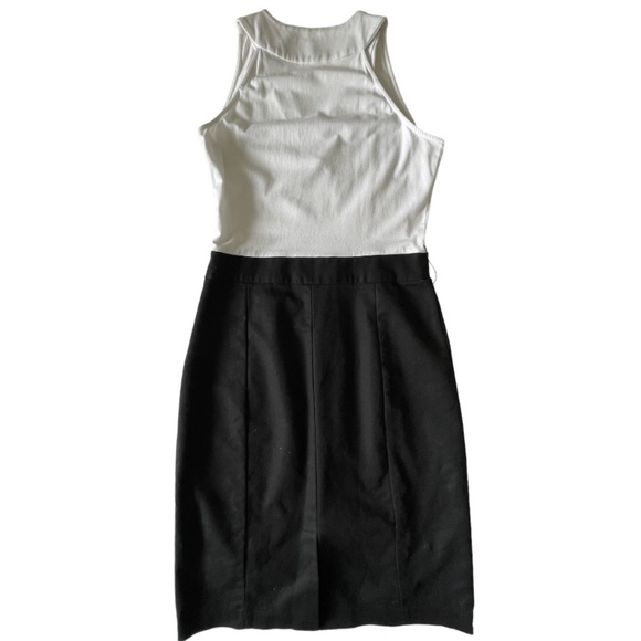 #24 Rafaella Colorblock V-neck Black & White Sleeveless Midi Dress Size 8 - Picture 3 of 4